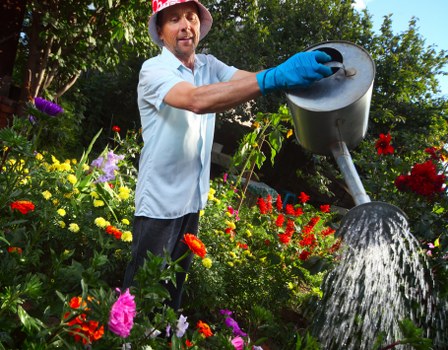 Supervisor reviewing safe working methods on a landscaped site