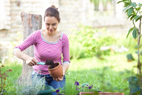 A well-planned urban garden in Ilford with layered planting and hard landscaping